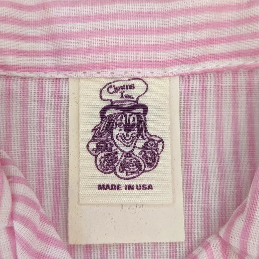 Vintage Clowns Inc Outfit Baby Girls Sz 6-9m Pink Stripe Button Down Shorts